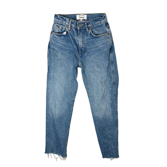 Reformation Denim - Reformation Val 90s Mid Rise Straight Leg Frayed Hem Jeans 23